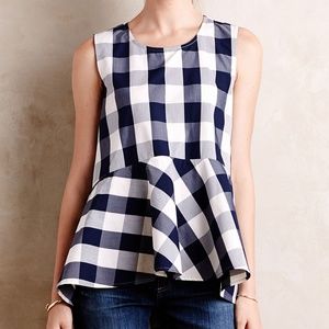 Checked Poplin Peplum Top - HD in Paris